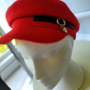 River Island Girls Red Charm Baker Boy Hat UK 5 - 12 yrs old